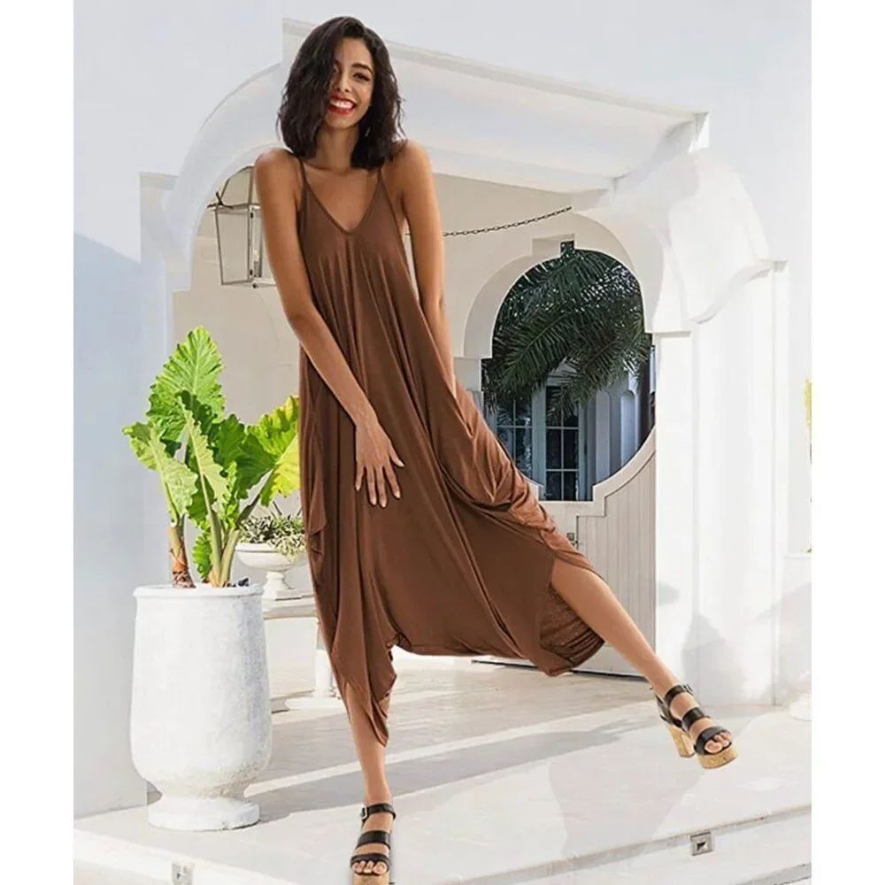 Multicolored Women Boho Relax Fit Harem Romper Jumpsuit Size M / L